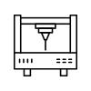 A 3d printer icon on a green background.